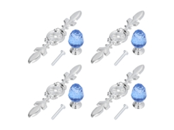 4 Alças de Cristal com Placa Estilo Europeu para Gavetas Armários