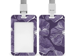 Porta-cartões Crachá, Design de Pétalas Vermelhas, Protetor Vertical para Crachá com Cordão, Camada Plástica Impermeável, Porta-cartões