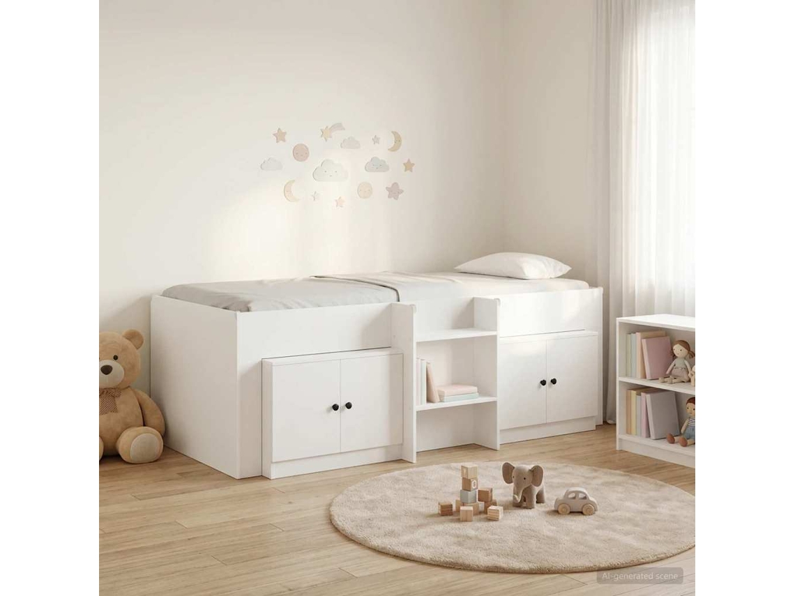 Vidaxl Cama Loft Com Armário 3 Unid. Branco Derivados De Madeira