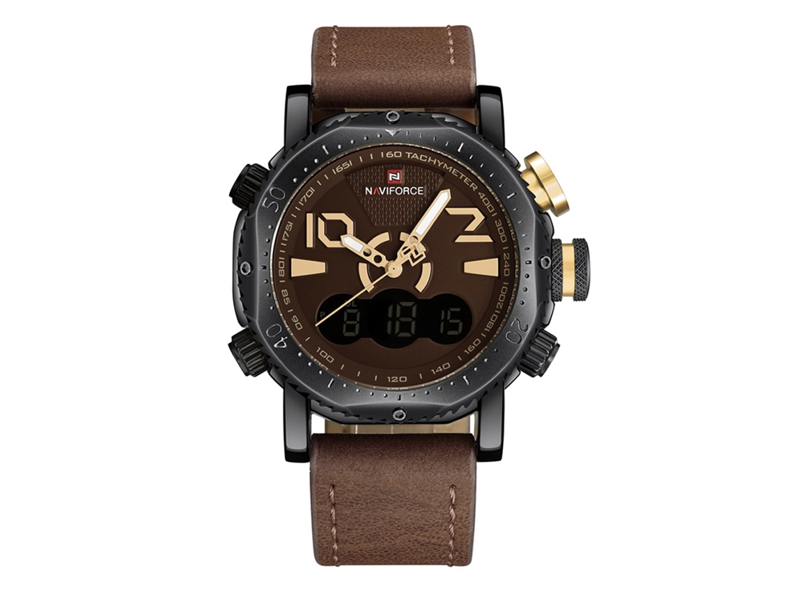 Relógio Eletrônico Quartz Masculino de Pulso com Pulseira Pu 3atm Resistente À Água Moderno