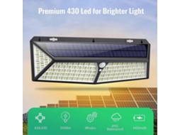 Rebe luz Solar Exterior 430 Led 3500lm Ângulo 270 Sensor de Movimento Ip65 Impermeável Fácil Instalação