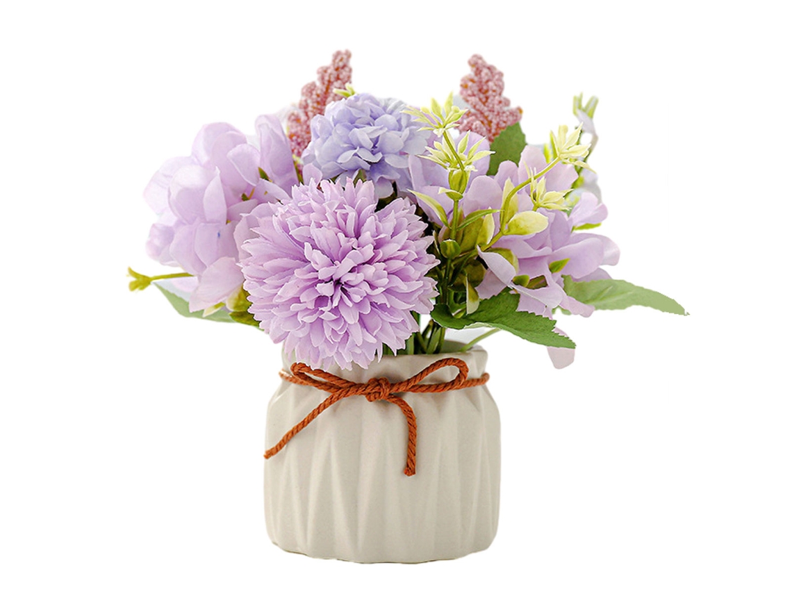 Flores Artificiais em Vasos Pequenos de Cerâmica para Decoração de Casa e Escritório NEVEANCE