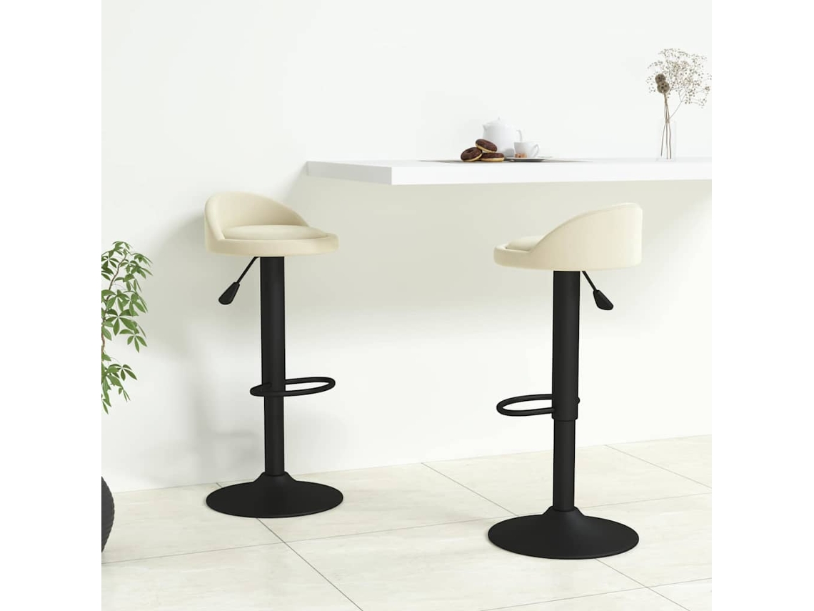 Vidaxl Bancos De Bar 2 Pcs Veludo Creme