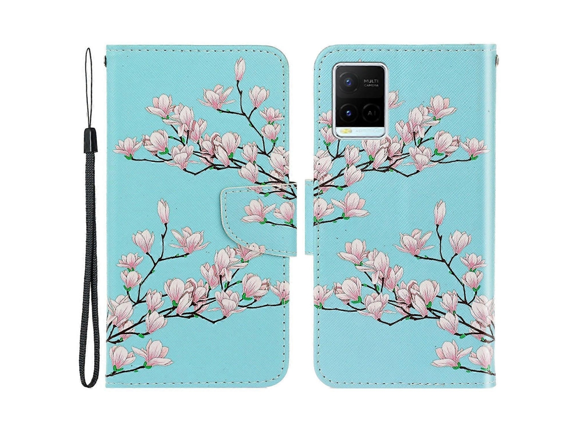 Compre Capa Com Estampa Anti-riscos E À Prova De Quedas, Em Couro Pu, Tipo Carteira, Com Textura Cruzada, Para Vivo Y21/y21s/y33s, Com Flor Rosa