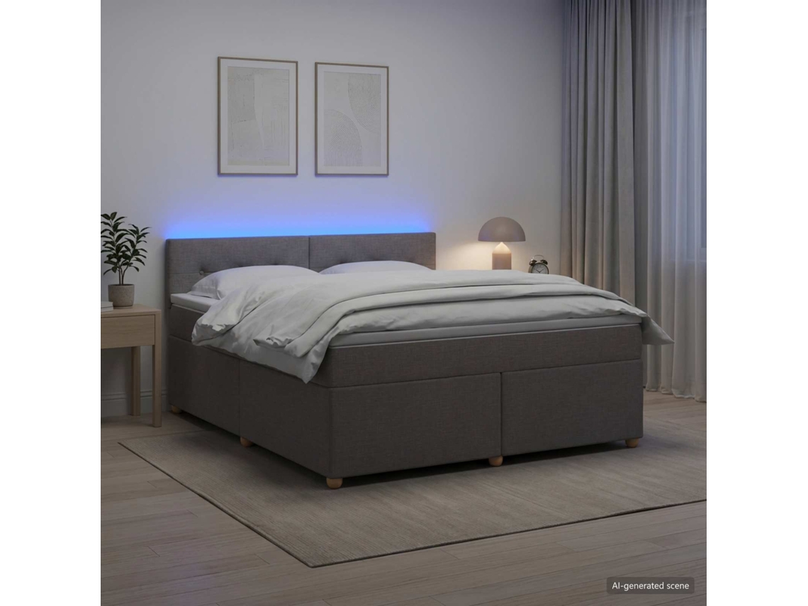 Vidaxl Cama Box Spring Com Colchão Cinzento-acastanhado 160 X 200 Cm