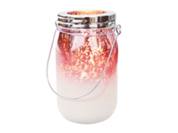 Suporte de Vela Vidro Mão Rosa Fluorescente Gradual Vazio