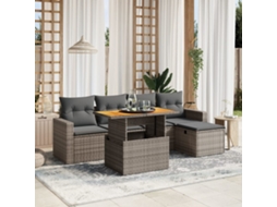 Vidaxl 6 Pcs Conjunto Sofás De Jardim Com Almofadões Vime Cinzento