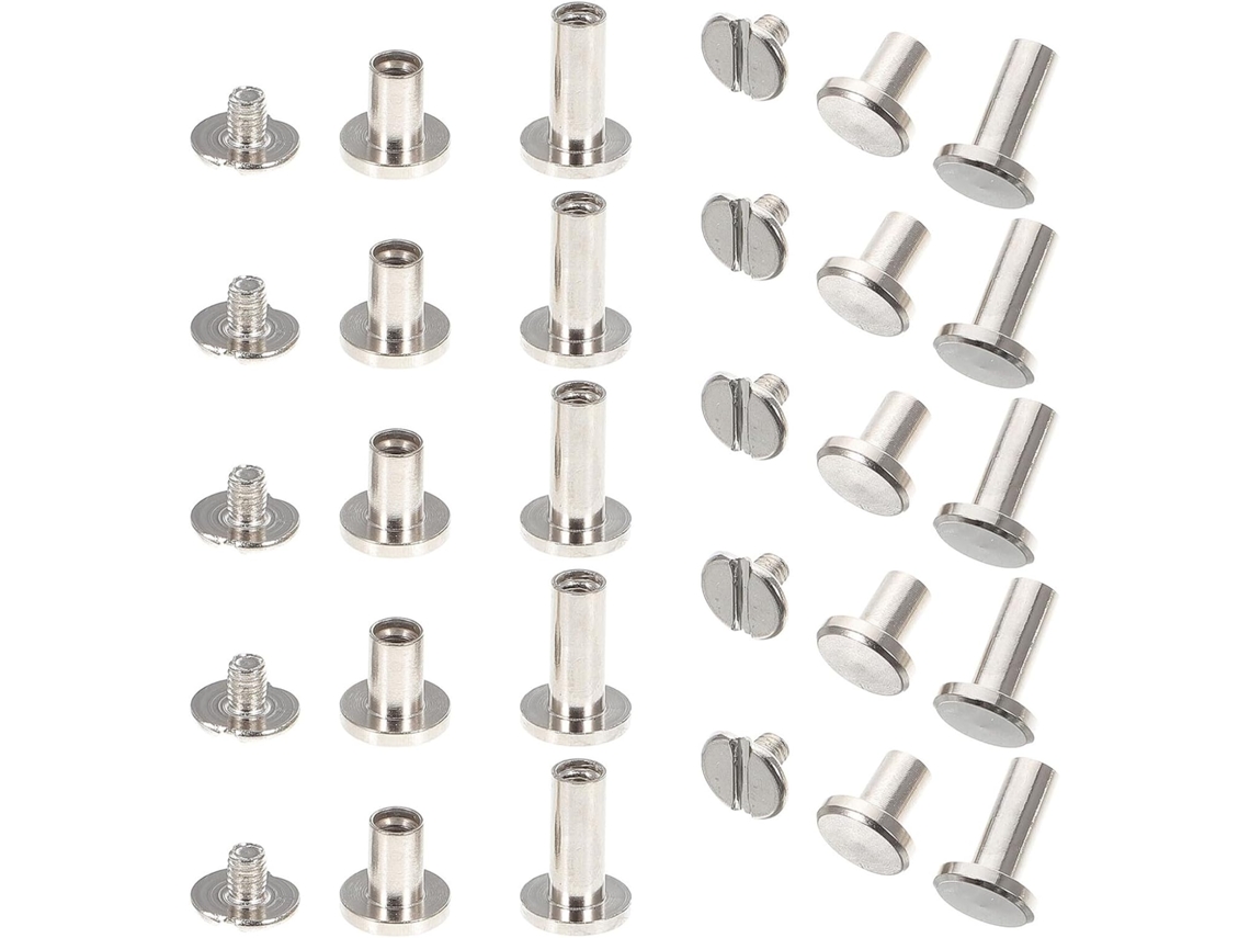 Ciieeo Conjunto de 30 Parafusos Metálicos Multifuncionais de Liga de 8mm para Encordoamento, Rebites DIY e Álbuns de Fotos, Kit