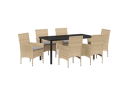 Maison Exclusive - Conjunto De Jantar Para Jardim Com Almofada 7 Pcs Bege Vime Pe
