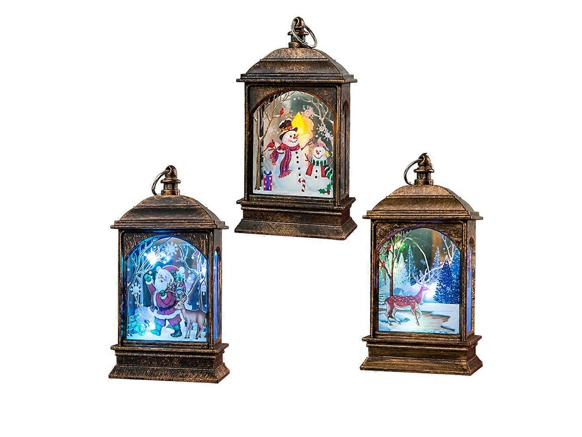Lanternas De Natal Iluminadas, Luz Noturna Led Decorativa Para Ambientes Internos, Iluminação Portátil, Marrom, Pacote Com 3 Olysi Shop