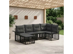 Vidaxl Conjunto De Sofás Para Exterior 6 Pcs Preto E Cinza Escuro