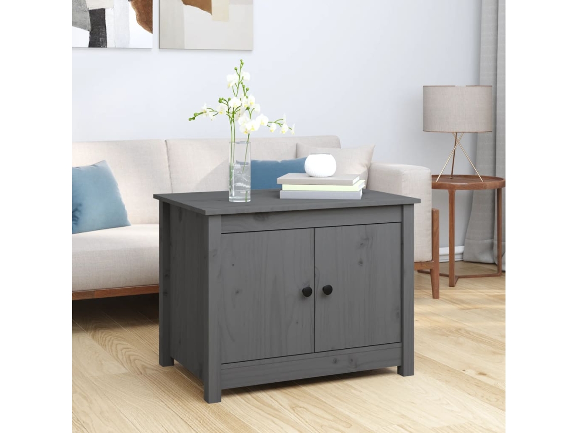 Vidaxl Mesa De Centro 71x49x55 Cm Pinho Maciço Cinza