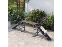 Rampa de Agility para Cães 325x55x69cm Cinza Equipamento Canino com Barras de Segurança e Superfície Antiderrapante