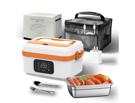 Lancheira Elétrica Recarregável Em Aço Inoxidável 304 Com Função De Aquecimento Temporizado Gertiz (branco Laranja)