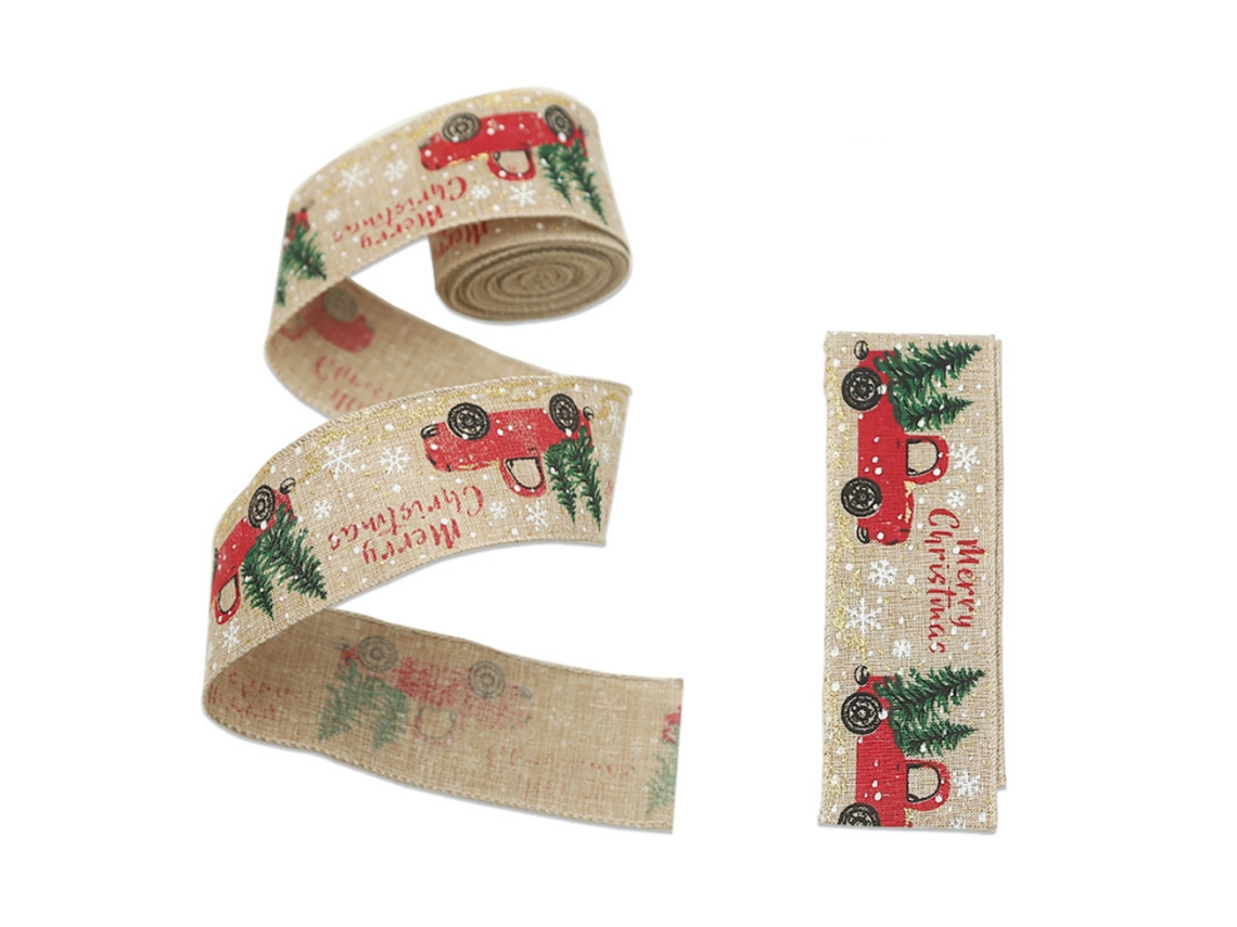 Fita de Natal para árvores, 5m, 5cm, decoração festiva de linho imitação LAXISCREED
