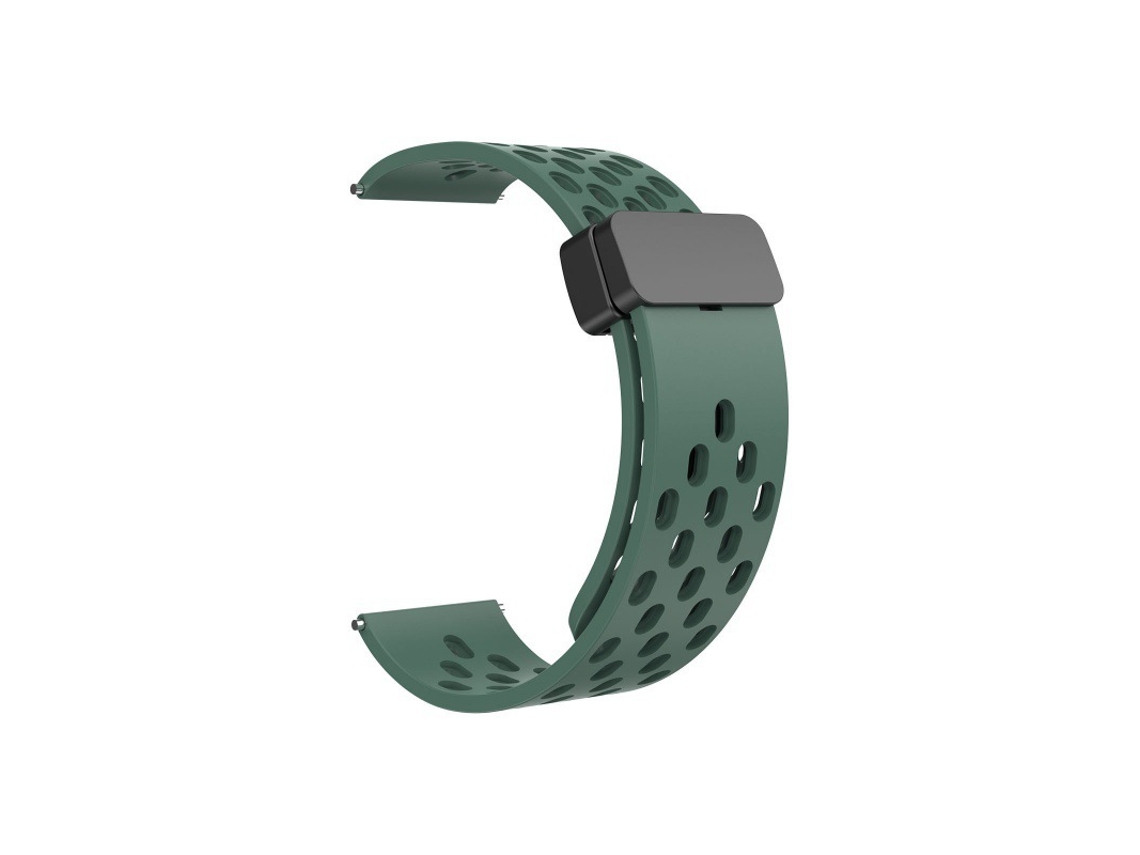 Pulseira magnética de silicone perfurado compatível com Huawei GT5, Samsung Watch 6, Xiaomi S4, Band 9 Pro e Redmi (verde).
