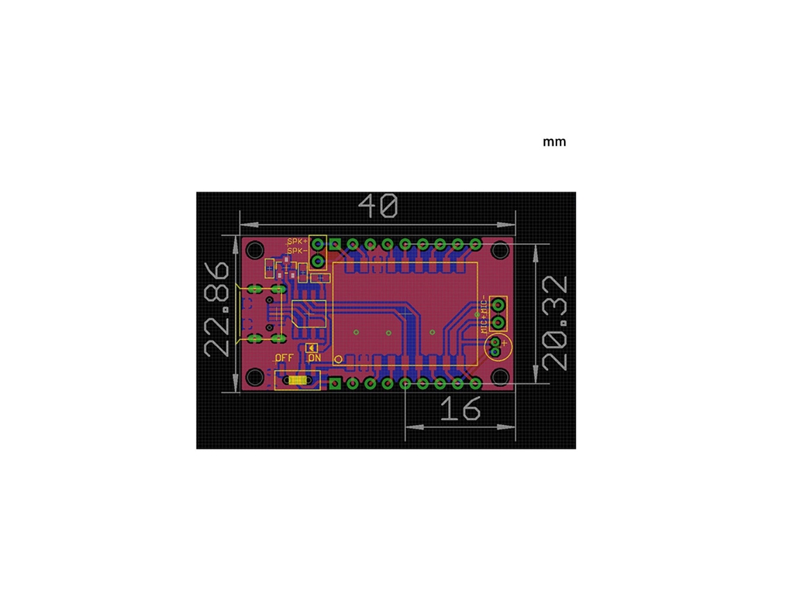 Módulo de reconhecimento de voz de IA inteligente, controle de voz offline e interface micro USB integrada.