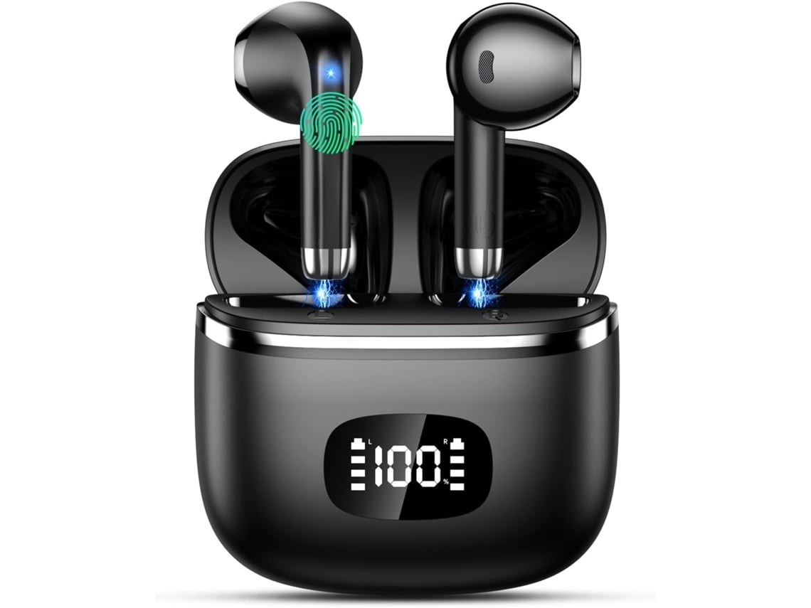 Auscultadores Bluetooth Graves 5.3 40h Reprodução Led Microfone Cancelamento Ruído IPX6 JIAPEI