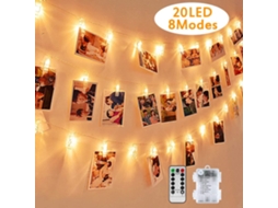 Luzes Led para Fotos Reutilizáveis 3 Metros/Correntes de Luz 8 Modos 20 Clipes de Fotos Decoração Operada Por Usb/Bateria para O Natal