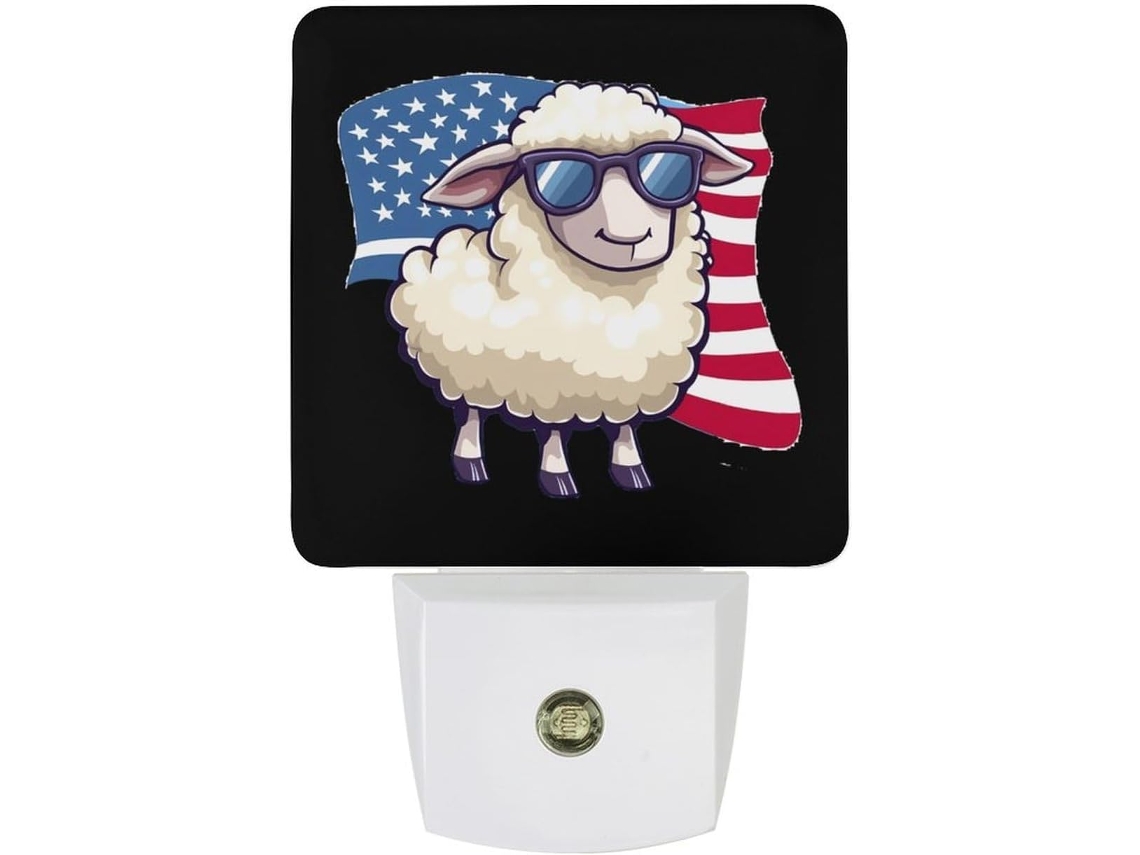 Luminária Noturna Led Com A Bandeira Dos Eua E Sensor Crepuscular