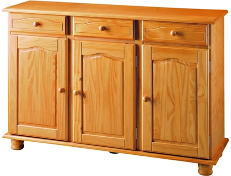 Aparador com 3 Portas e 3 Gavetas Pinho Maciço MOBLIT Série Canet Medidas: 86X130X42 Cm Altura X Largura X Profundidade Cor Mel