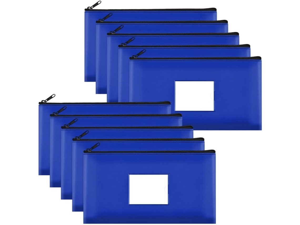 Pacote Com 10 Bolsas De Couro Para Depósito Dinheiro Fecho Zíper, Carteira Etiqueta, Maquiagem,