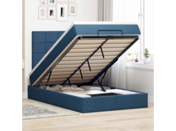 Vidaxl Estrutura De Cama Otomana Com Colchão 120x200 Cm Tecido Azul