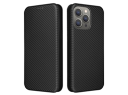 Suporte Casa Textura Fibra Para Iphone 15 Pro Max Com Porta-cartões Preto