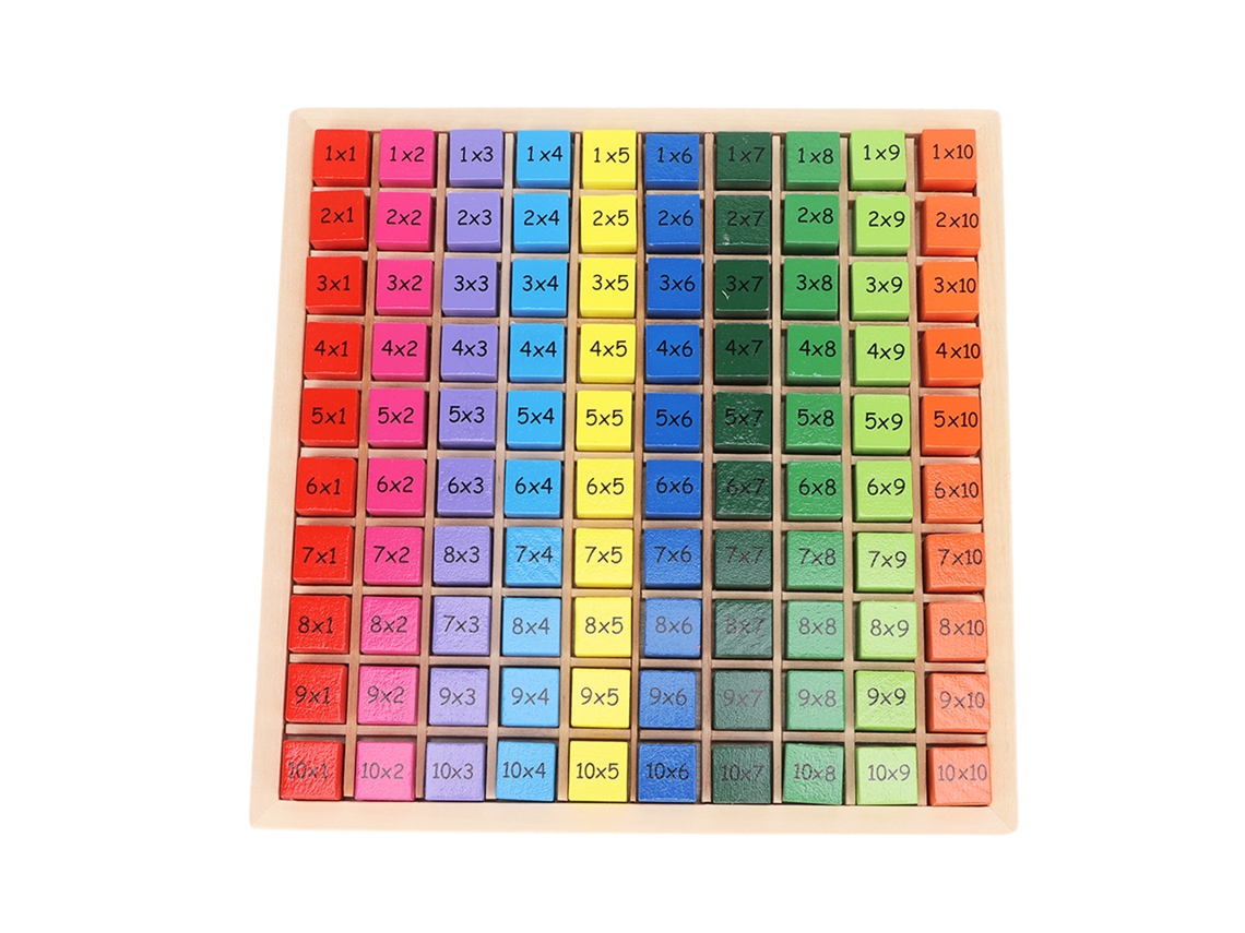 Mali jogo Educativo de Tabuleiro de Multiplicação de Madeira Colorido para Aprendizagem Infantil