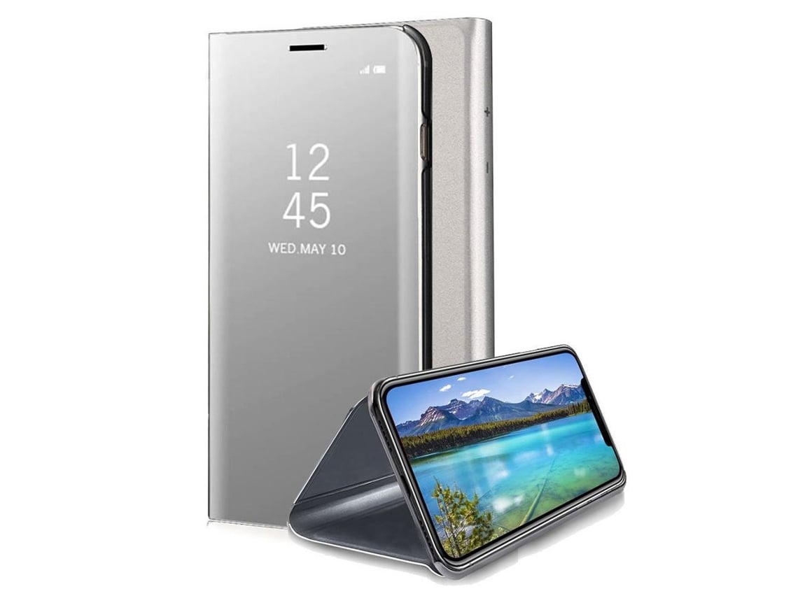 Capa Flip Mirror View Com Stand para Samsung A40 Cinzento