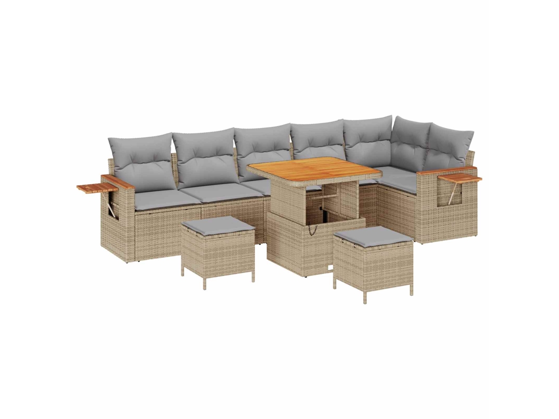 Maison Exclusive - Conjunto De Sofá De Jardim 9 Pcs Bege Vime Pe