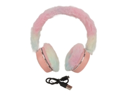 Fone De Ouvido Bluetooth Sem Fio Plegável Com Luzes Coloridas E Almofada Quente Rosa