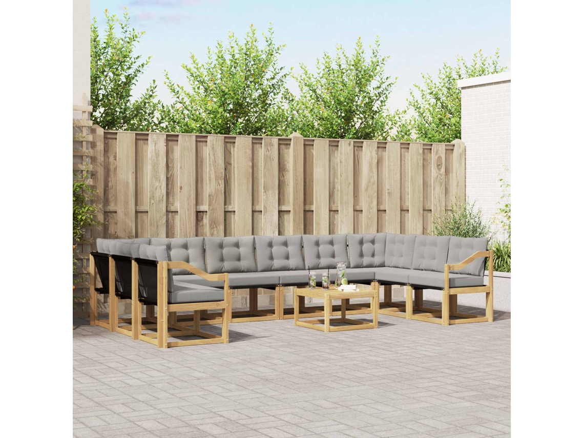 Vidaxl Conjunto De Sofás Para Exterior 11 Pcs Branco E Cinzento-claro