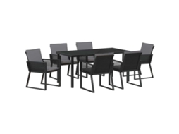 Maison Exclusive - Conjunto De Jantar Para Jardim 7 Pcs Preto Aço Revestido A Pó