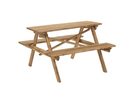 Mesa De Piquenique Em Bambu Natural 120x120x77 Cm Jline