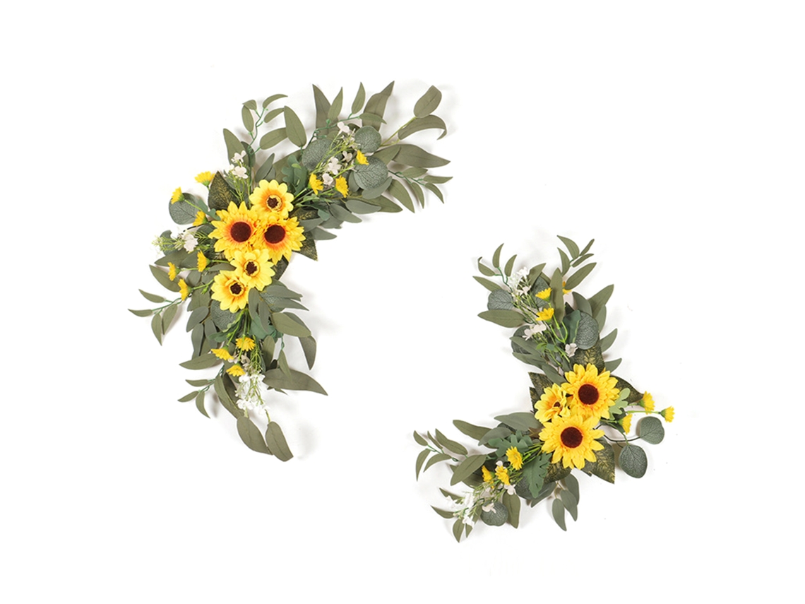Laxiscreed Conjunto De Flores De Boas-vindas Para Casamento Com Girassol E Sinal De Água, 60x35cm
