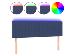 Cabeceira de Cama SFUSHOS com Luzes LED Tecido 144x5x78/88 cm Azul