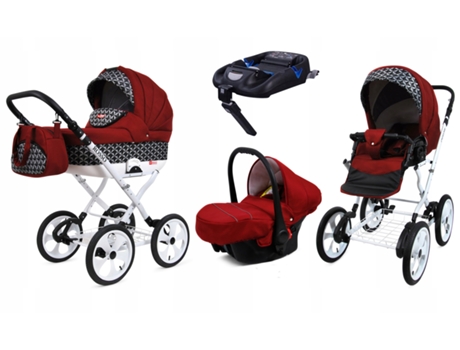Carrinho de Bebé Multifuncional BABYLUX ROSSO 4 Em 1 -Optical chili - Ajustável e dobrável Construção leve em alumínio - Acessórios