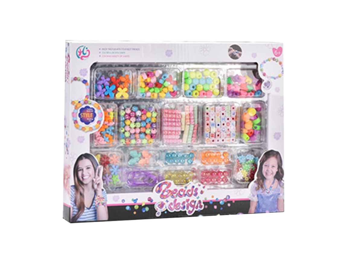 Mali conjunto de Pulseiras de Contas Diy para Crianças com Linha de Cristal Simulado e Contas Multicoloridas