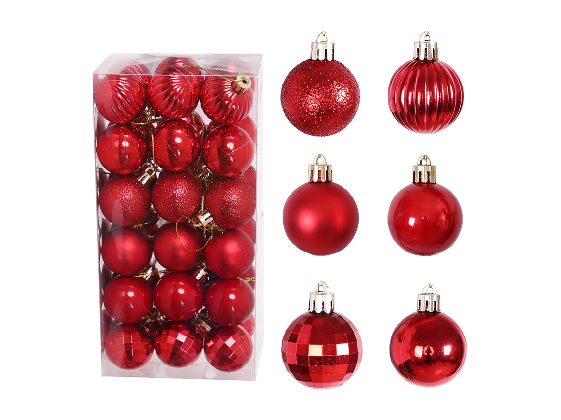 Laxiscreed Bola De Natal Vermelha Com Espelho E Pó De Ouro, Pack De 36 Para Decoração Festiva