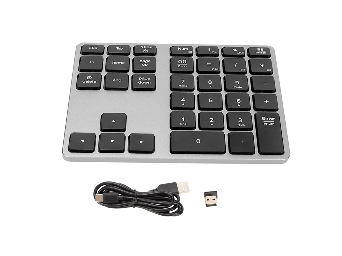 Teclado Numérico Sem Fio Com 35 Teclas Cinza