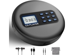 Leitor Cd Portátil Pusokei Com Bluetooth, De De Mesa Recarregável Com Dois Alto-falantes E Entrada Para Fones