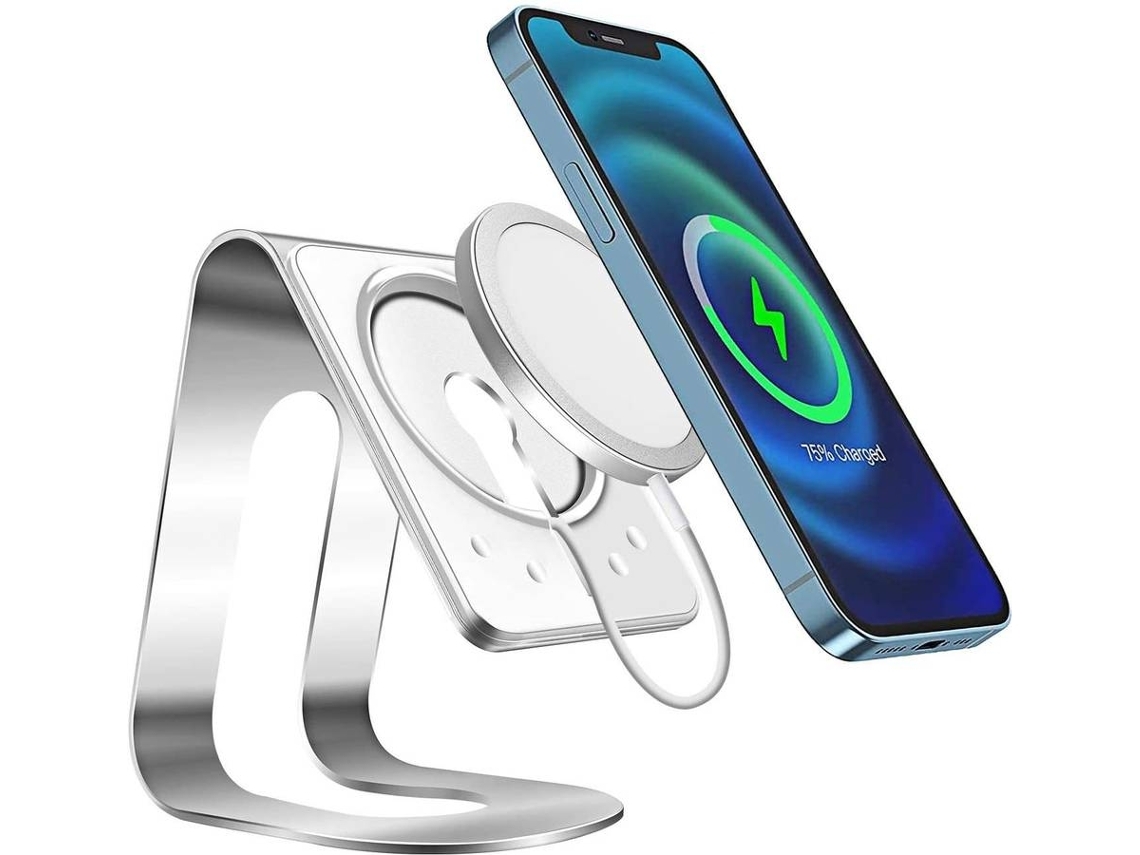 Carregador Magsafe Base Encaixe YIZHOOD Alumínio Prateado