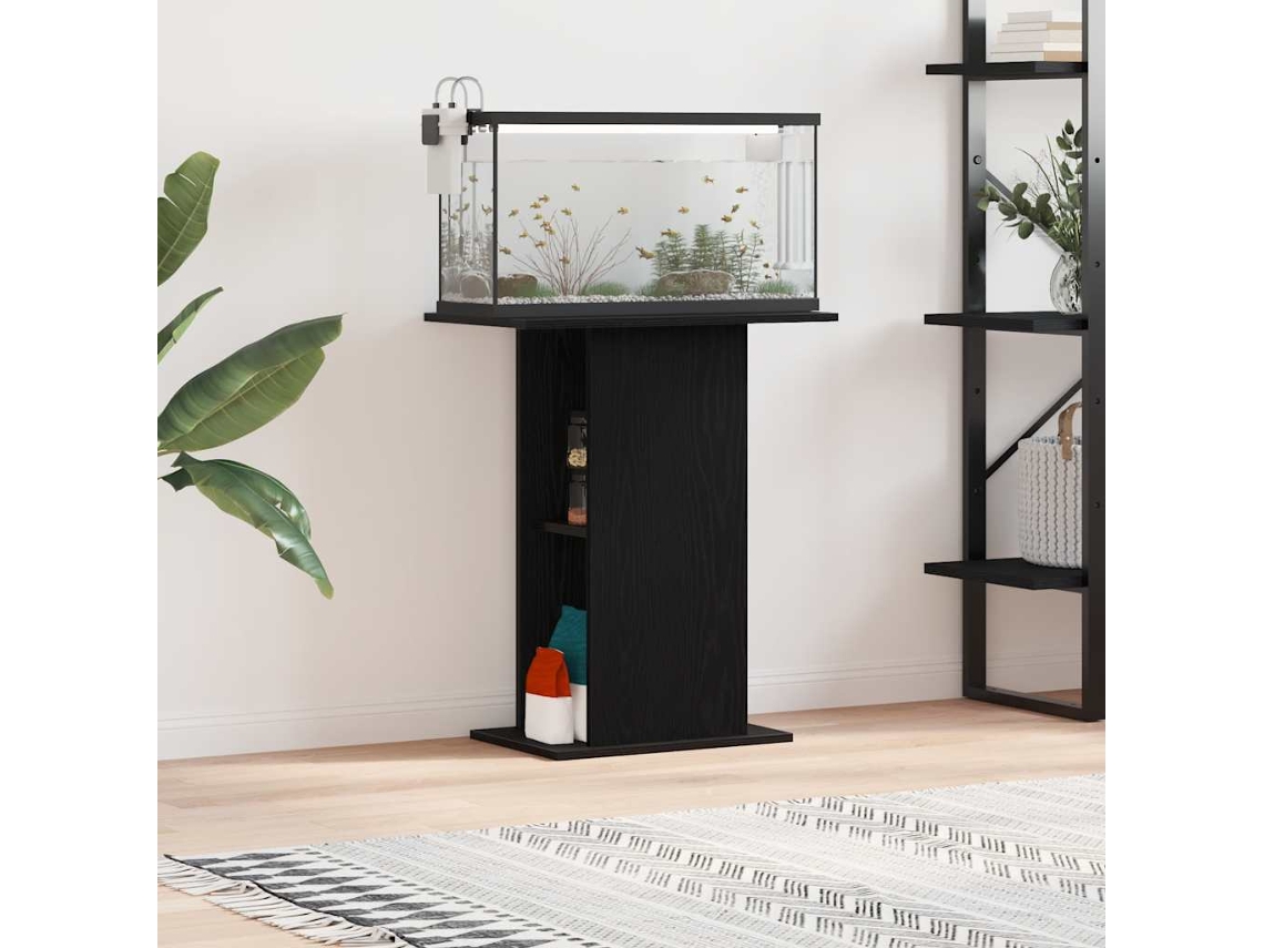 Vidaxl Suporte Para Aquário Em Carvalho Preto, 60,5 X 36 X 72,5 Cm, Madeira Engenheirada