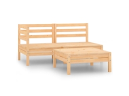 Vidaxl 3 Pcs Conjunto Lounge de Jardim Madeira de Pinho Maciça
