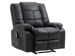 Poltrona de massagem reclinável (8 pontos, controle remoto, estofado pu, bolso lateral preto) S/MARCA