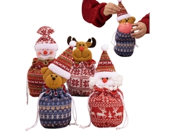Conjunto De 4 Sacolas De Doces De Natal - Estampas De Papai Noel, Boneco De Neve E Rena