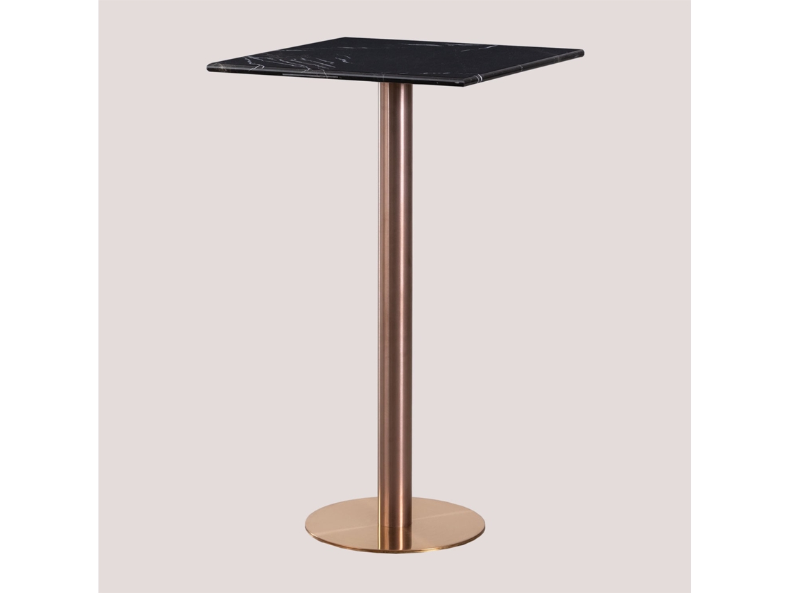 Sklum Mesa Alta De Bar Quadrada 60x60 Cm Em Mármore Cosmopolitan Mármore     Oro Rosa                   Mármore Nero Marquina