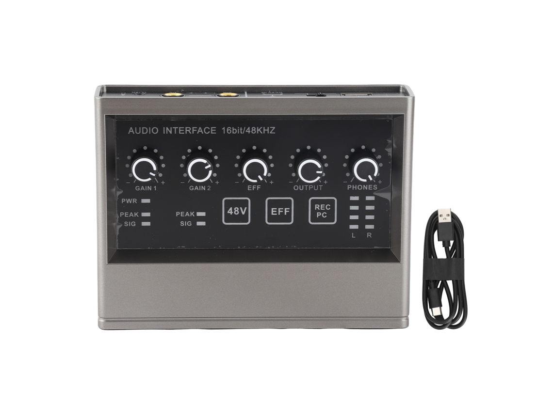 Tarjeta De Sonido En Vivo 48v Con Reverb Dsp Mezclador Para Computadora Smartphone Canto Instrumento Transmisión En Vivo
