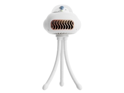 Ventilador De Mesa Recarregável De 1200mah Com Design Polvo E Conexão Usb, Possui Três Clipes Ajustáveis, É Silencioso E Econômico